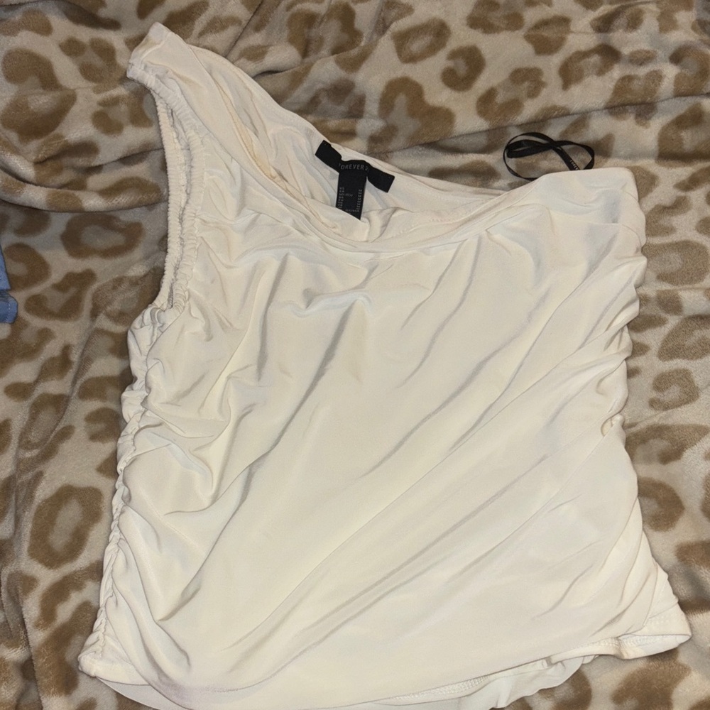 Express Cream One-Shoulder Tank Top